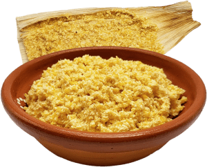 Bowl of masa and corn husk